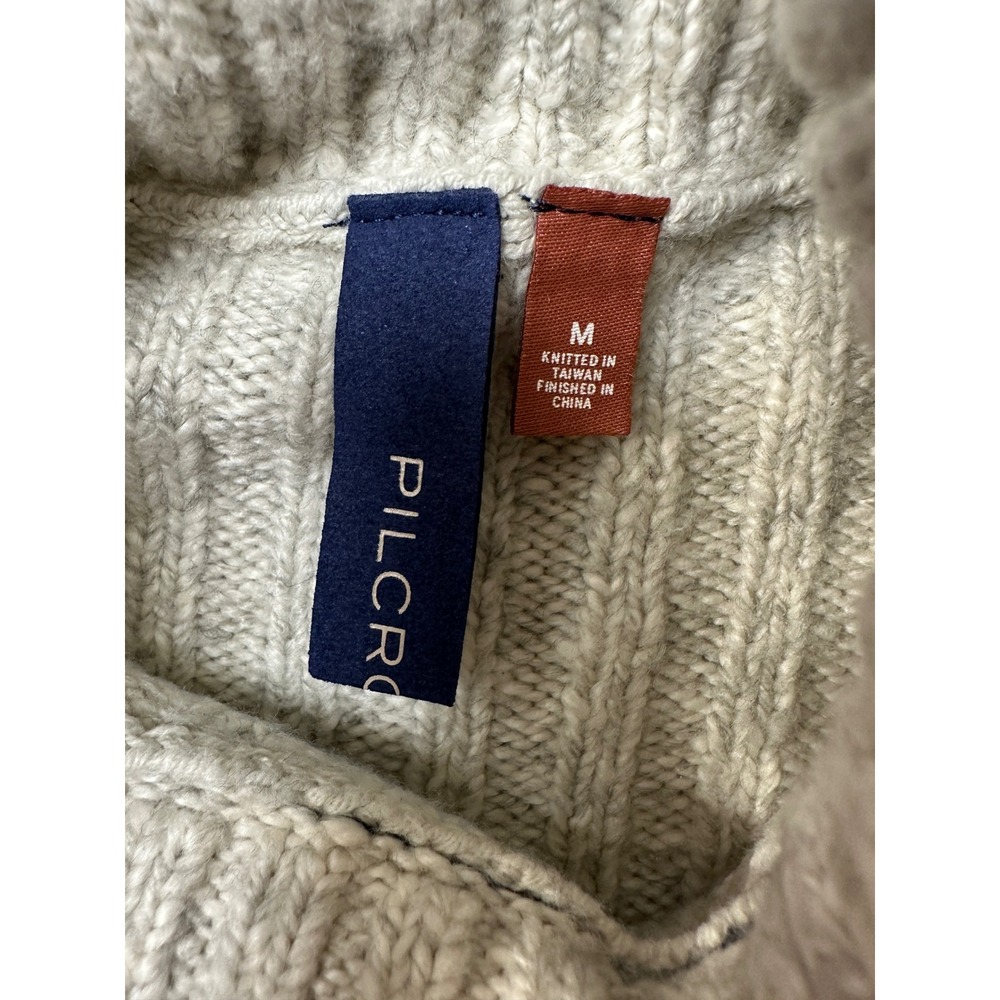 Pilcro Anthropologie Blue Cream Abstract Cable Knit Turtleneck Sweater Medium - Picture 5 of 9